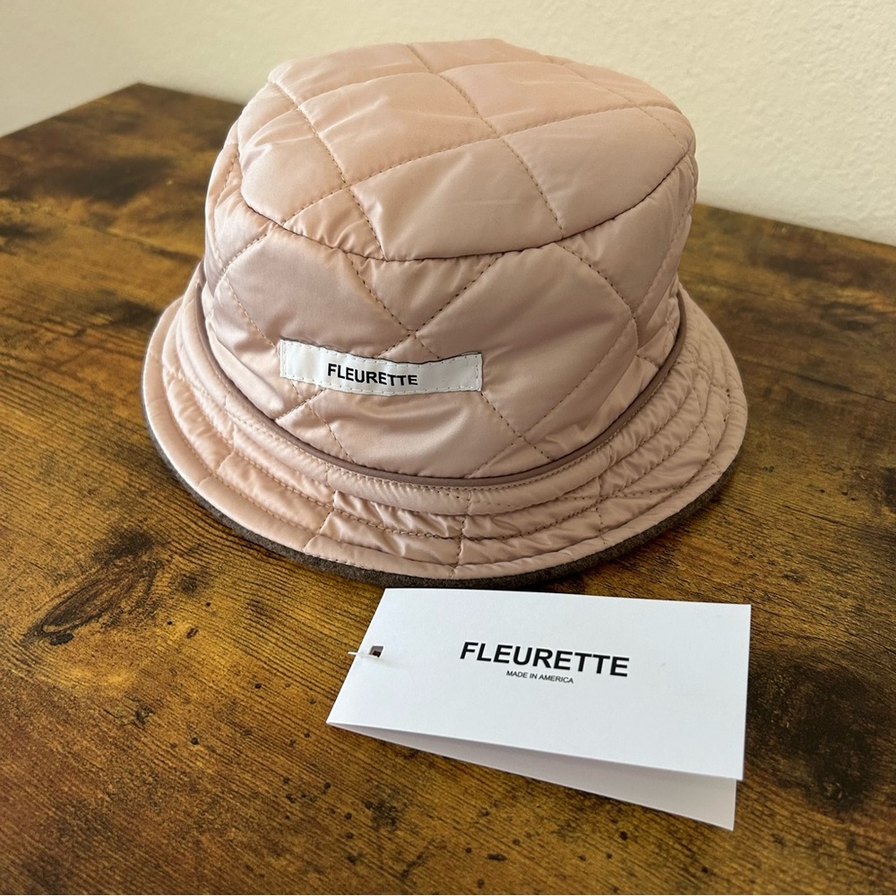 NWT Fleurette Quilted Reversible Bucket Hat in Blush